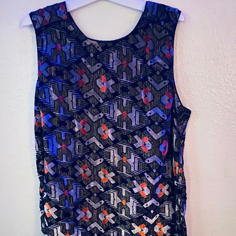 Anthro MEADOW RUE Metallic Burnout Velvet Top LG.